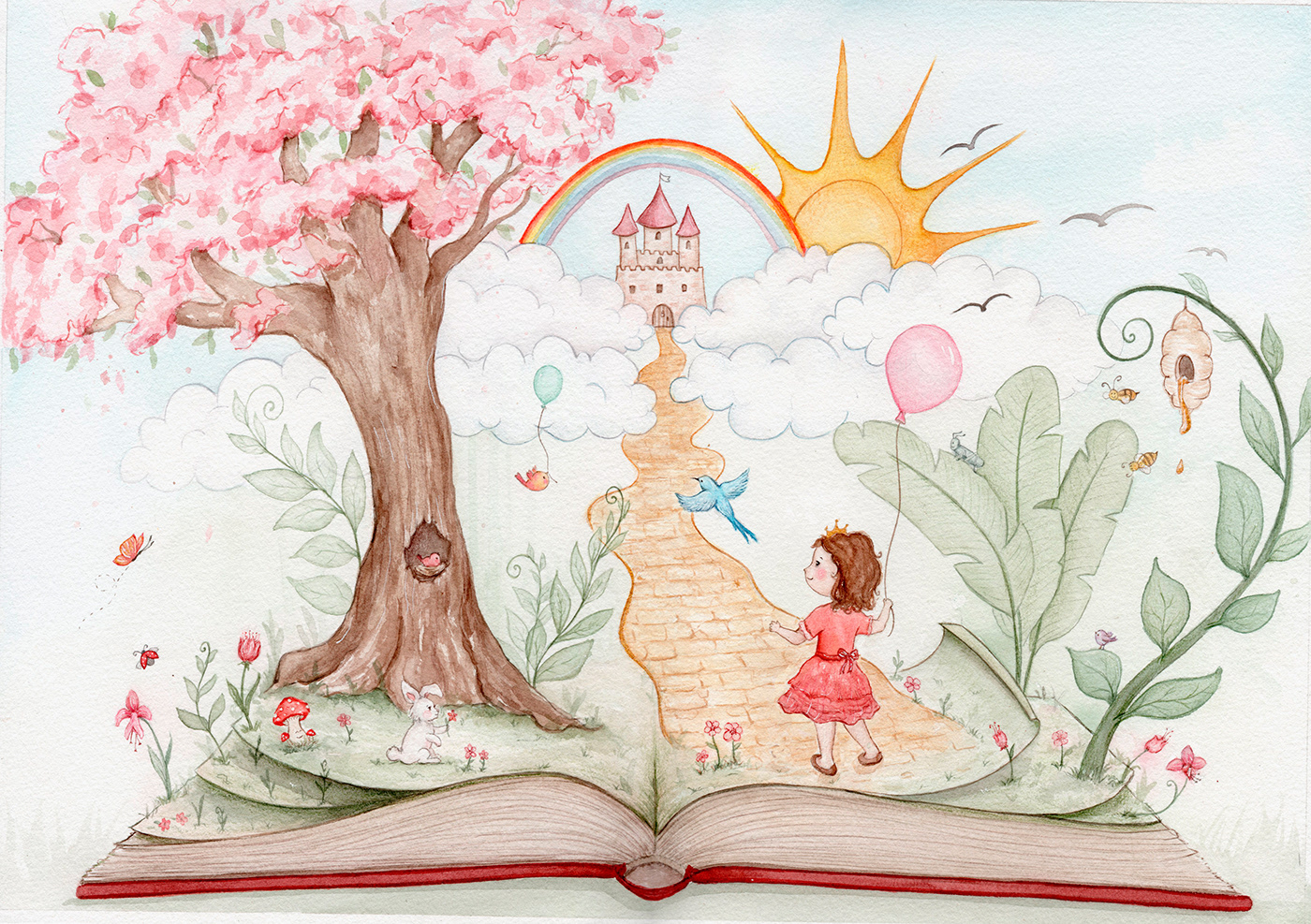 Child art Birthday children illustration Lúdico fantasy Magical books watercolor SKY wizardofoz