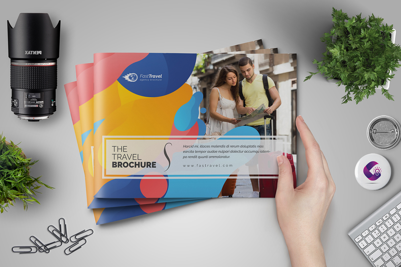 a5 brochure a5 Travel Brochure blue color Brochure Template catalog design corporate brochure fancy catalog