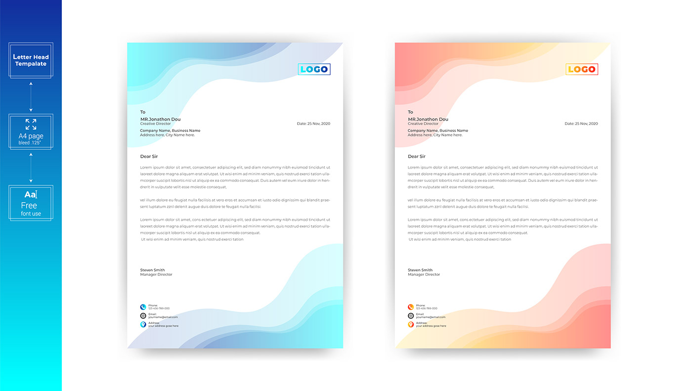 a4 abstract business creative gradinet letterhead print simple Style text