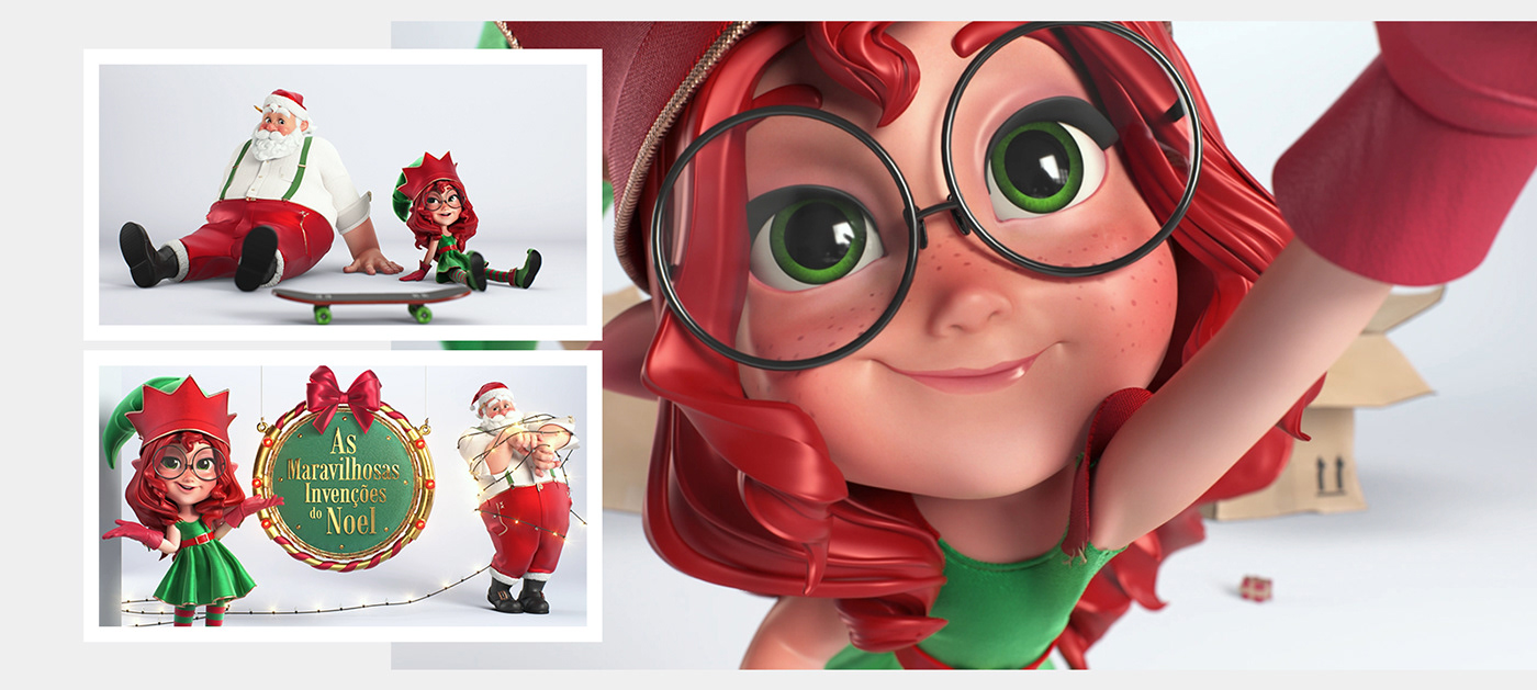 Miagui CGI animation  3D Christmas Riomar concept Character Shopping natal