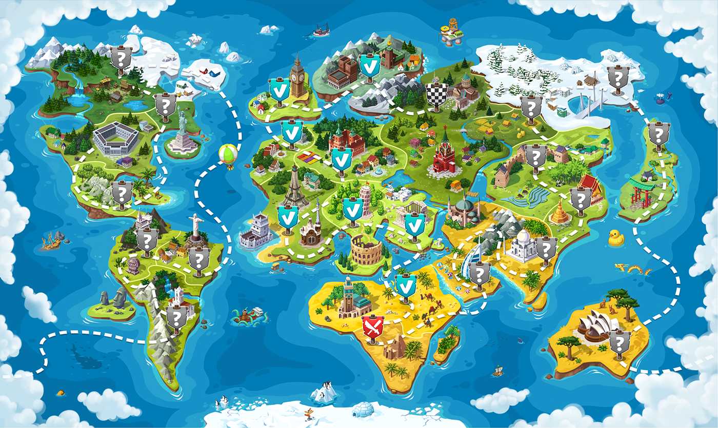 World map for the game on Behance
