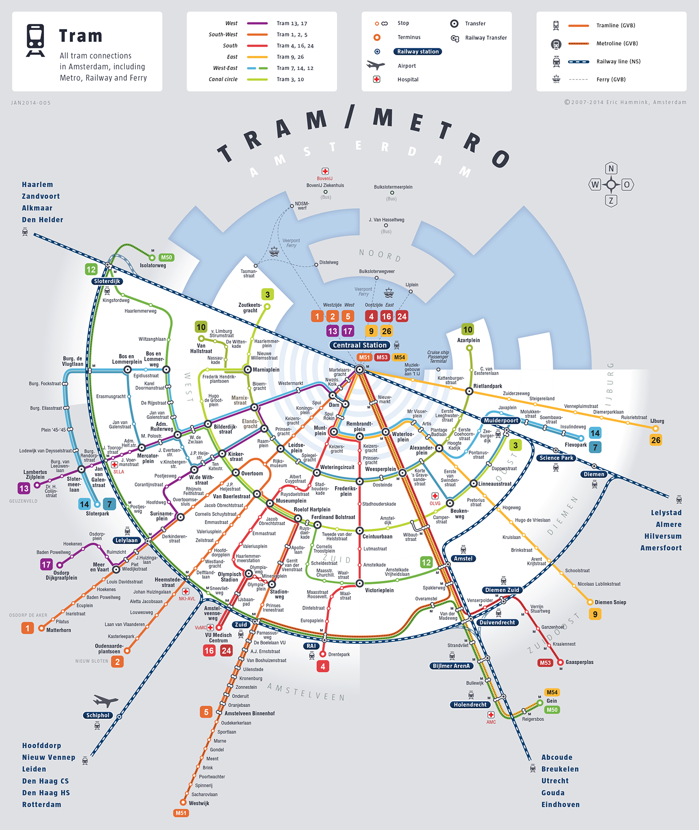 metro tram map amsterdam