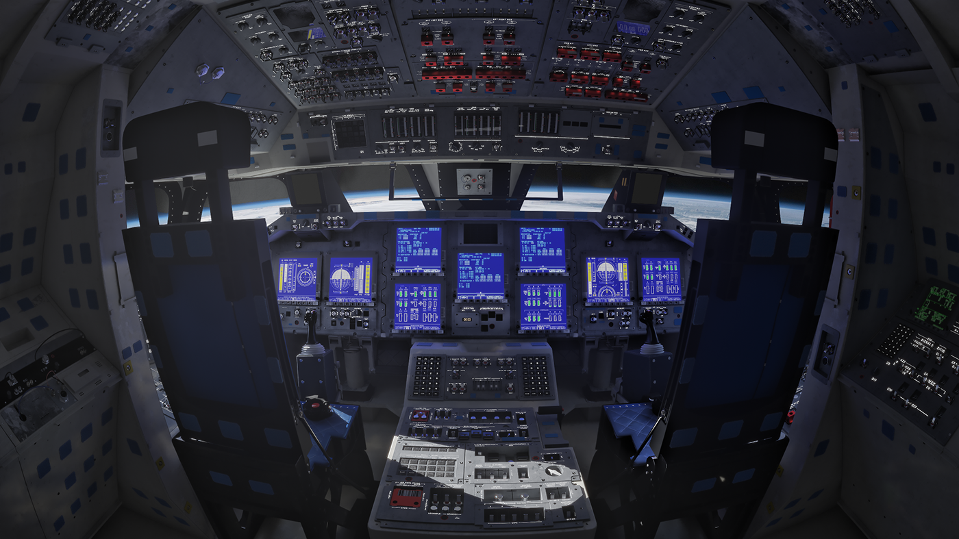 Space  shuttle nasa rocket cockpit astronaut exploration 3D CGI earth