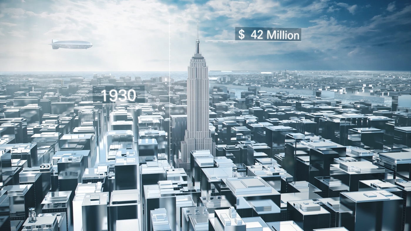 3D CGI FUTURE FUI AFTER EFFECTS DESIGN MOTION ARCHITECTURE NEW YORK EMPIRE STATE BUILDING MOTION