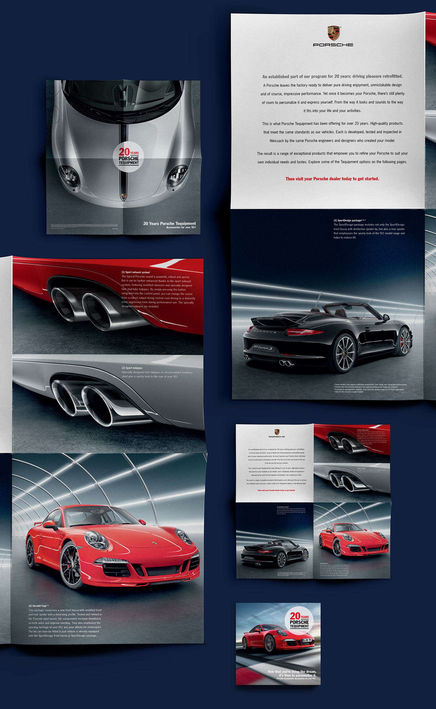 Porsche Direct mail Tequipment The 911 graphic design  art direction  Layout poster automotive  