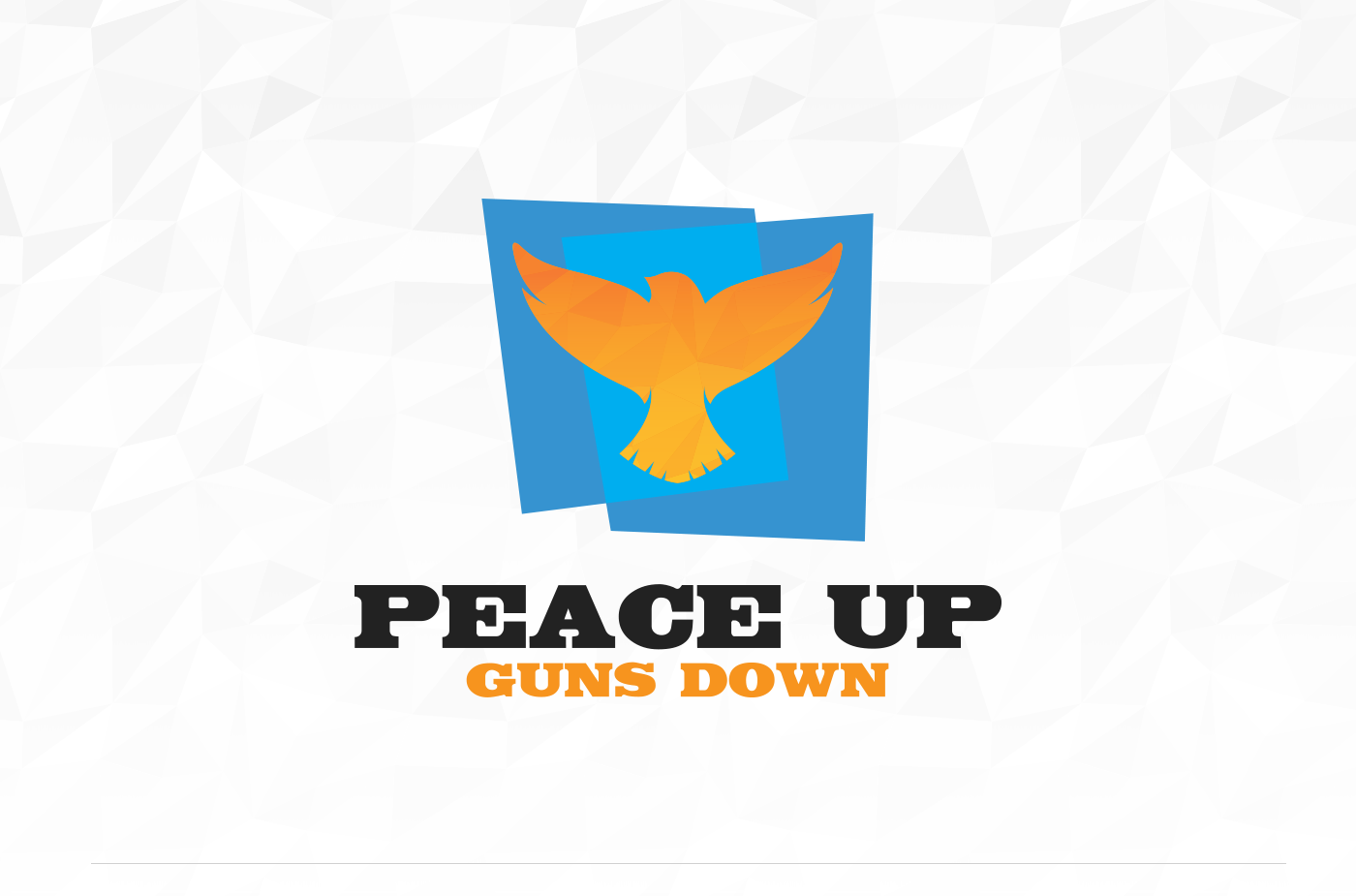 peace guns up down bird modern Soar dove blue orange logo brand identity