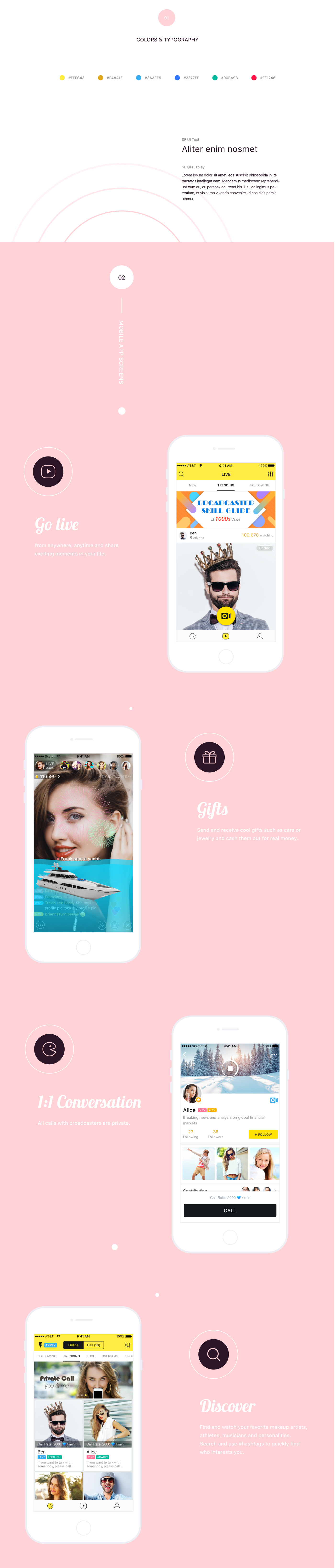 Social app UI/UX branding 