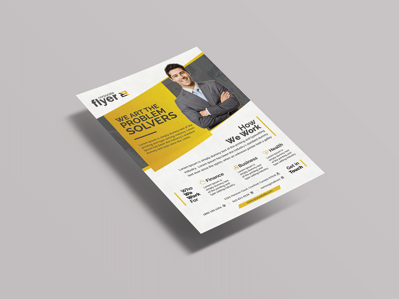 corporate flyer business flyer creative design awesome template print clean White gray