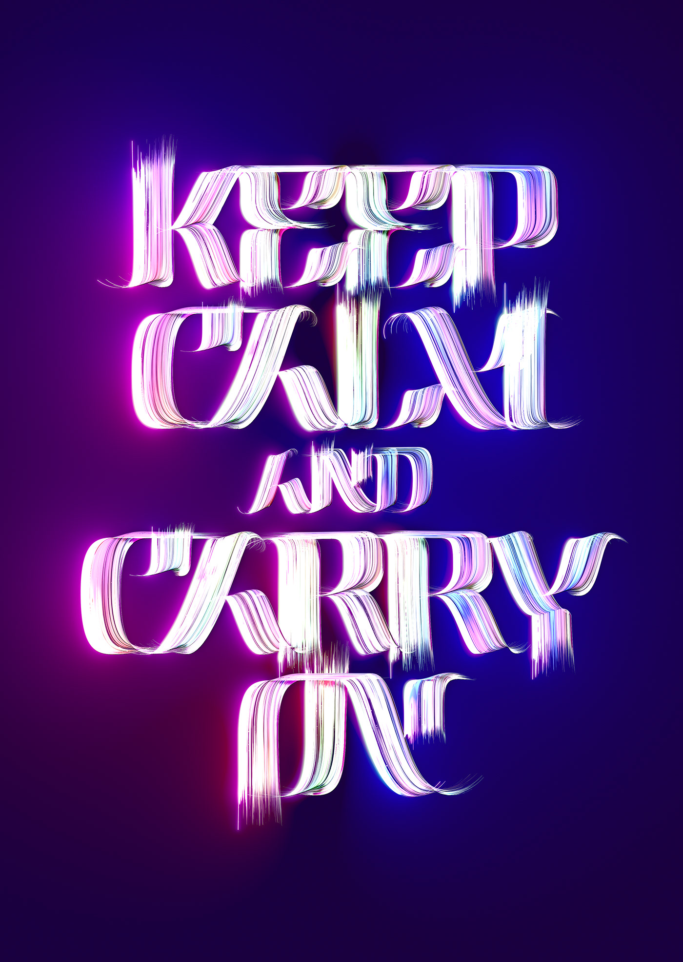 3D typography brush Calligraphy   font lettering neon poster rough typography   vivid