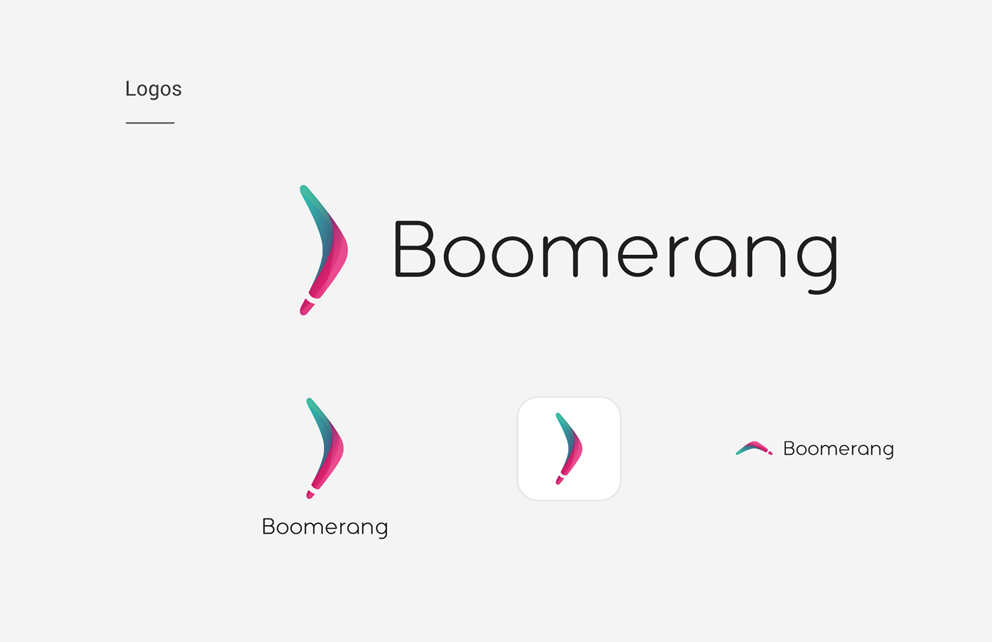 identity logo Boomerang flat design colorful Playful