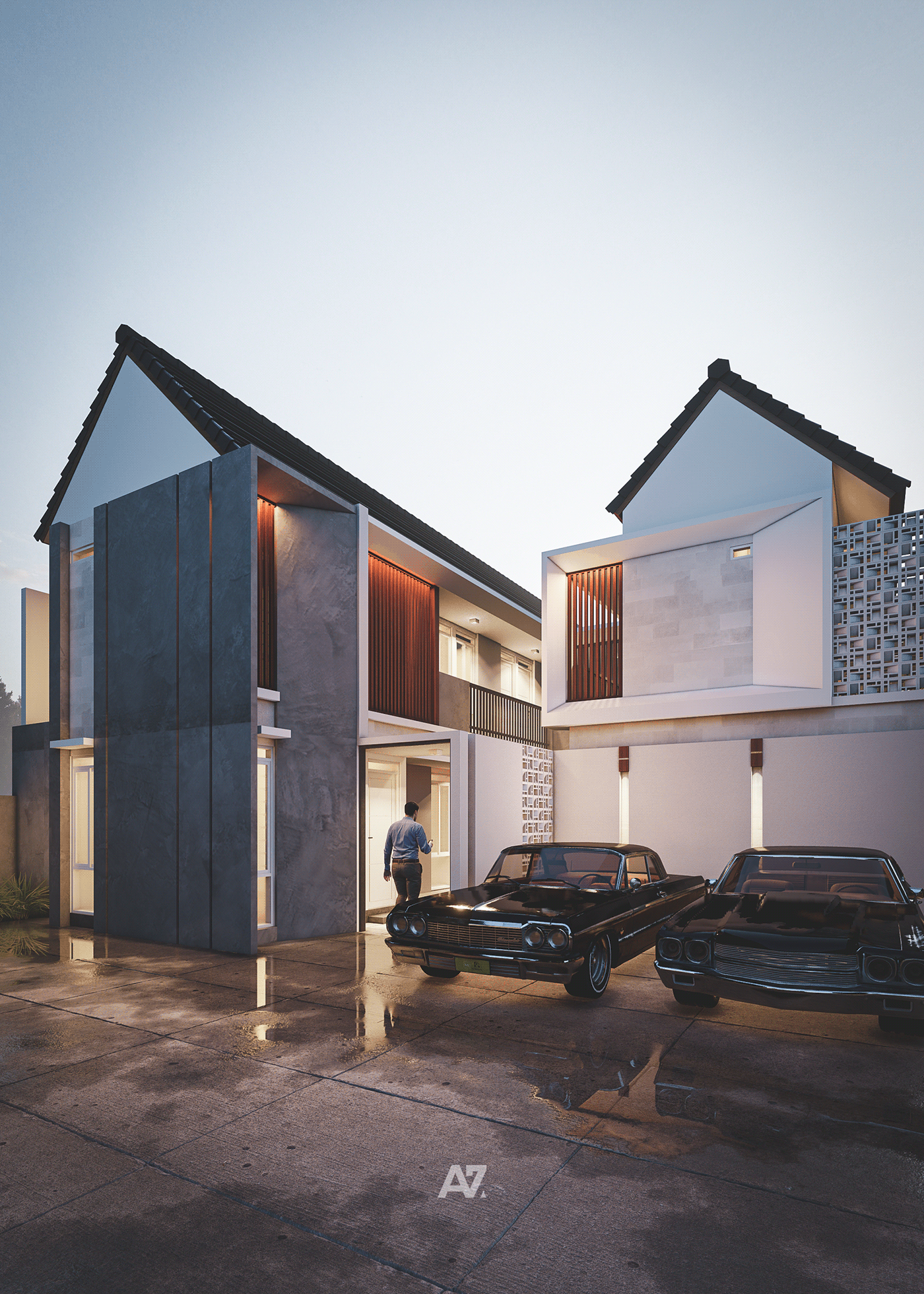 architecture contemporary facade house lumion