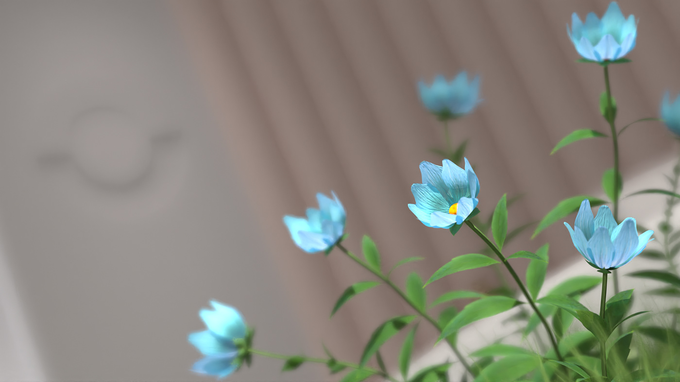 blooming flower Natural Light Nature plant flourish warm light Flora 3D Render motion graphics 