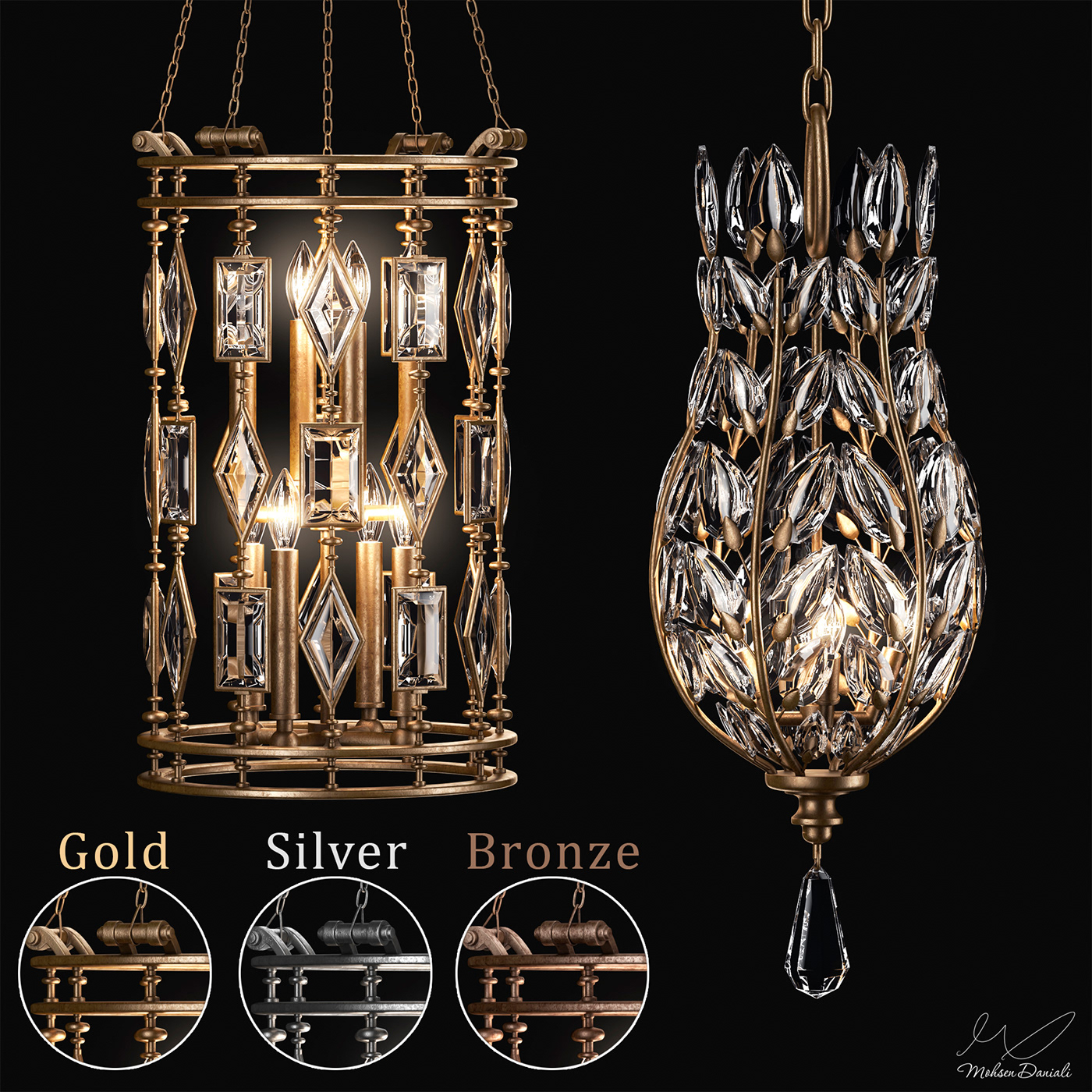 chandelier chrome crystal decorative gold handcrafted lantern Laurel pendant vintage