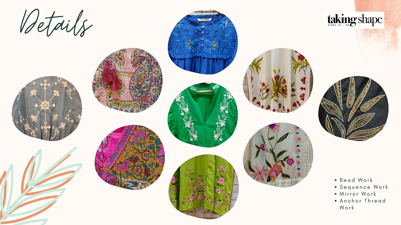 Embroideries surface ornamentation 3d look tops dresses 'kurti bright color palattes