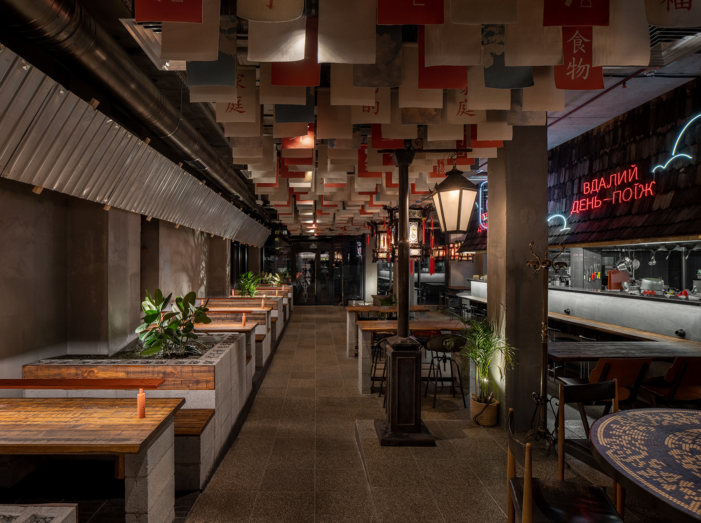architecture Asian Restaurant asian style interior design  Lviv Interior Design restaurant restaurant design ukraine Ukrainian architects ukrainian architecture