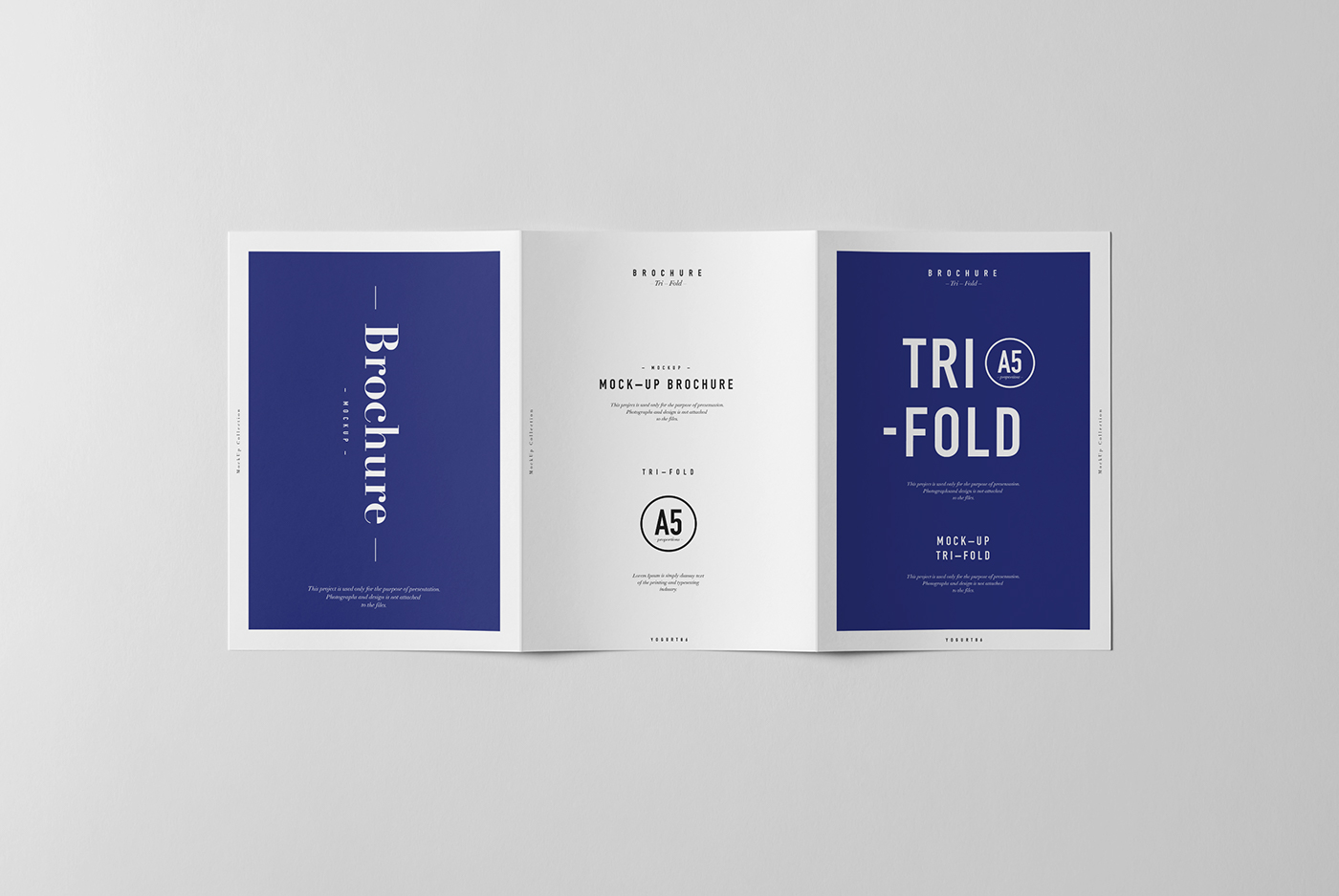 trifold vertical flayer folder brochure Mockup mock presentation spread paper