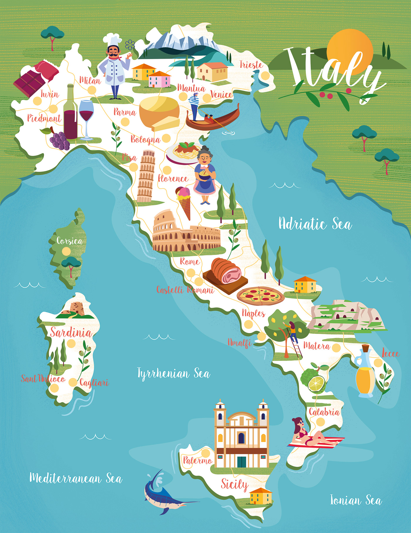 Food and Travel Magazine Italy map on Behance