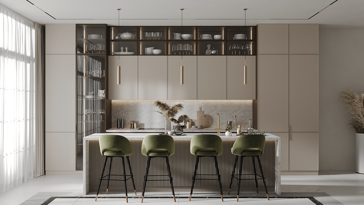 3ds max corona render  CGI 3D visualization Render interior design  modelling kitchen