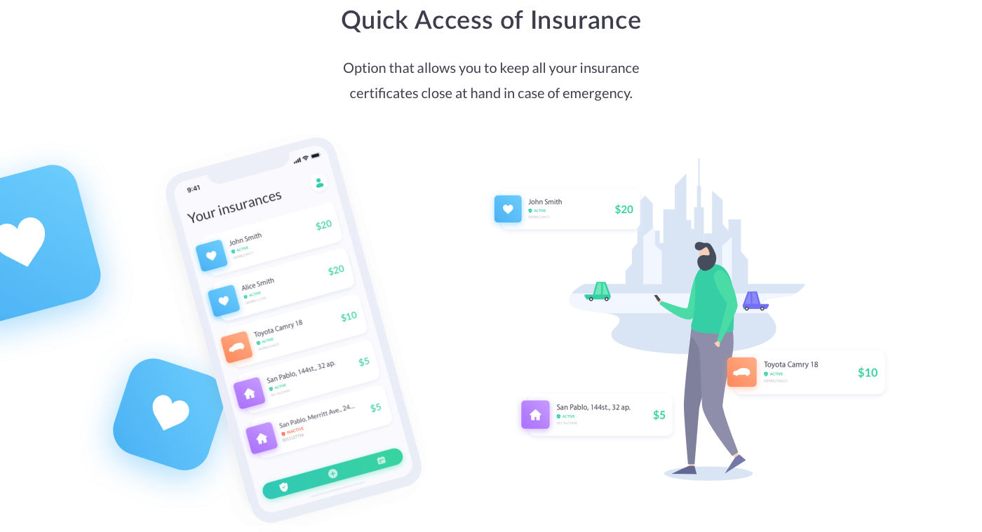 insurance app design application concept Interface mobile insurance app UI ux