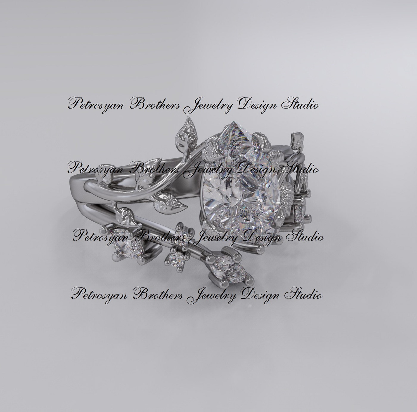 3D art design diamond  gold jewelry Love Render ring