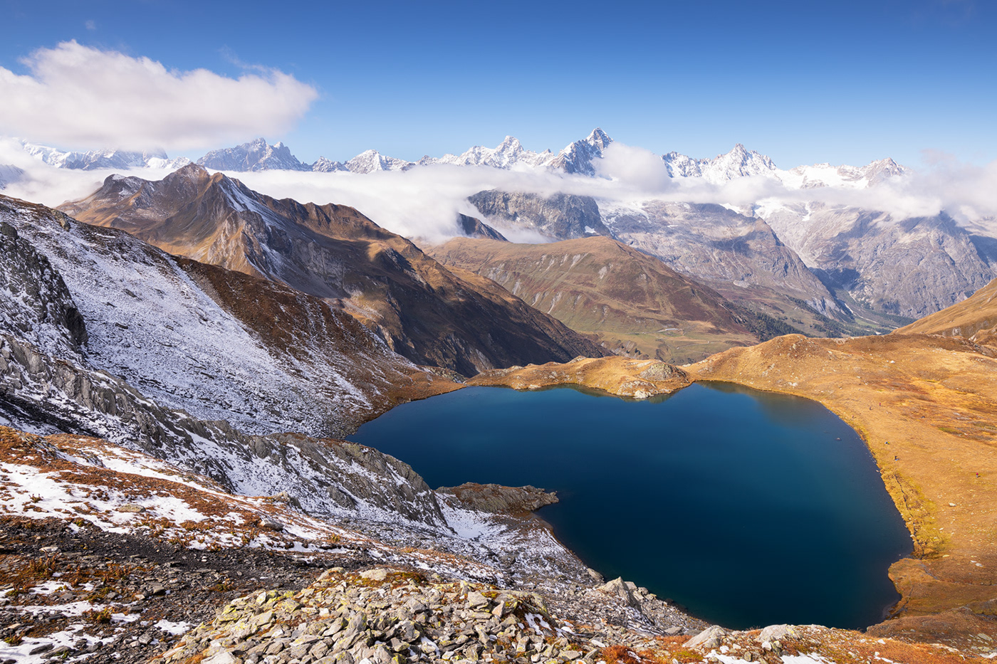 autumn glacier lake Landscape mountains Nature solitude reflection snow valley