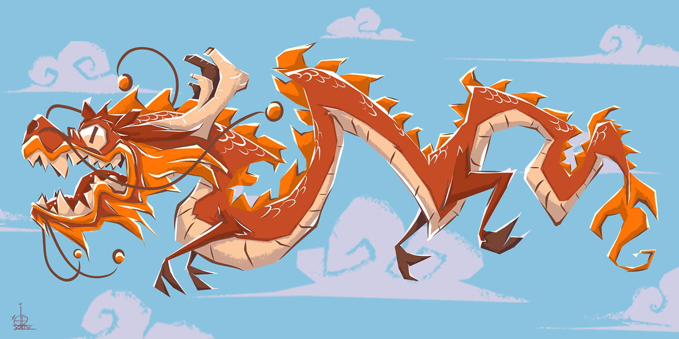 cartoon digital illustration chinesedragon dragon dragonillustration cup Mockup adobefresco timelapse