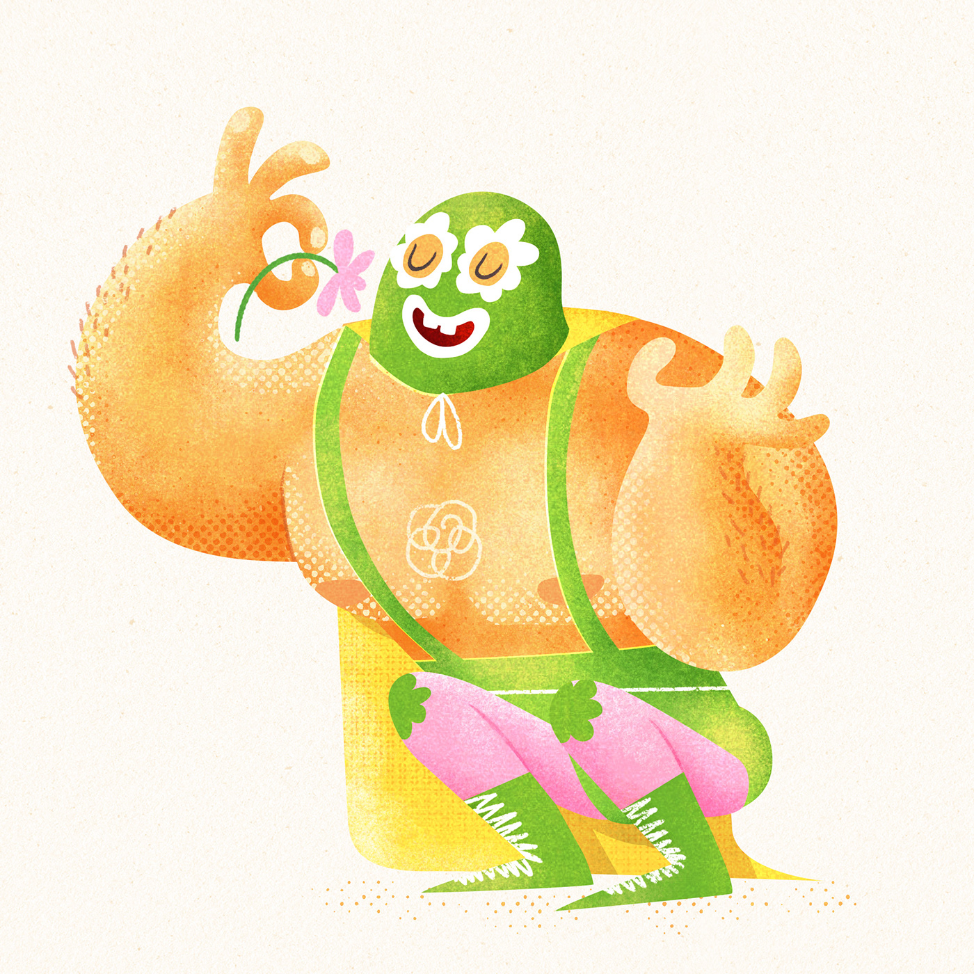 brush Character Character design  Colourful  Drawing  ILLUSTRATION  Mexican Procreate series Wrestler