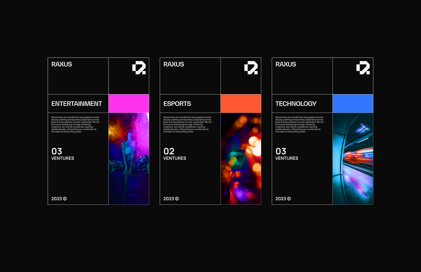art direction  brand identity corporate Entertainment esports futuristic graphic design  logo Raxus Technology