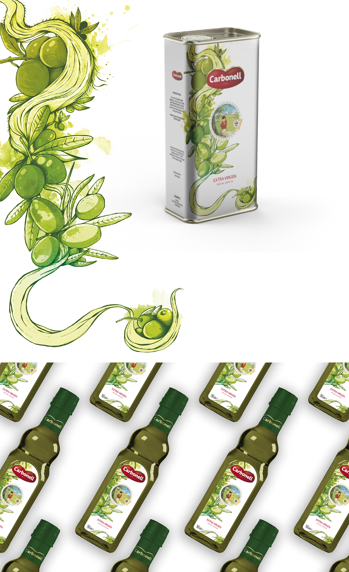 Packaging oscar llorens diseño carbonell aceite Olive Oil