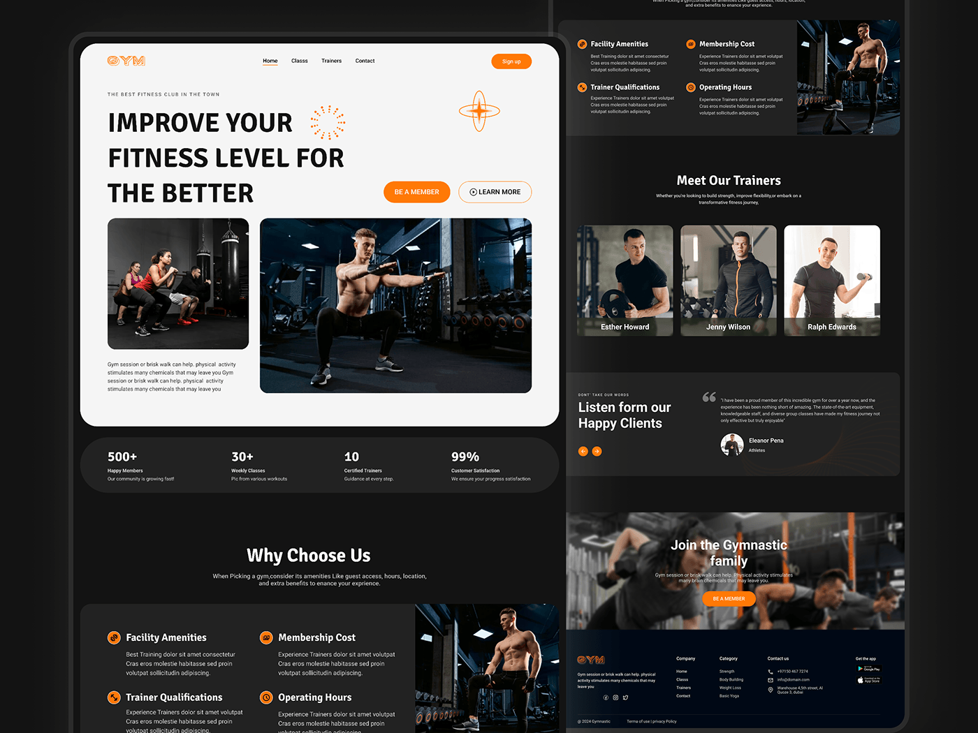 fitness Website Design landing page UI/UX Figma user interface Responsive Design product design  Web Design  health & wellness