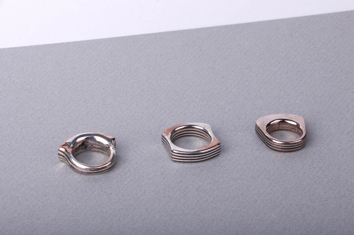 mokume ring japanese forge traditional silver copper Mokumegane fusion jewelry