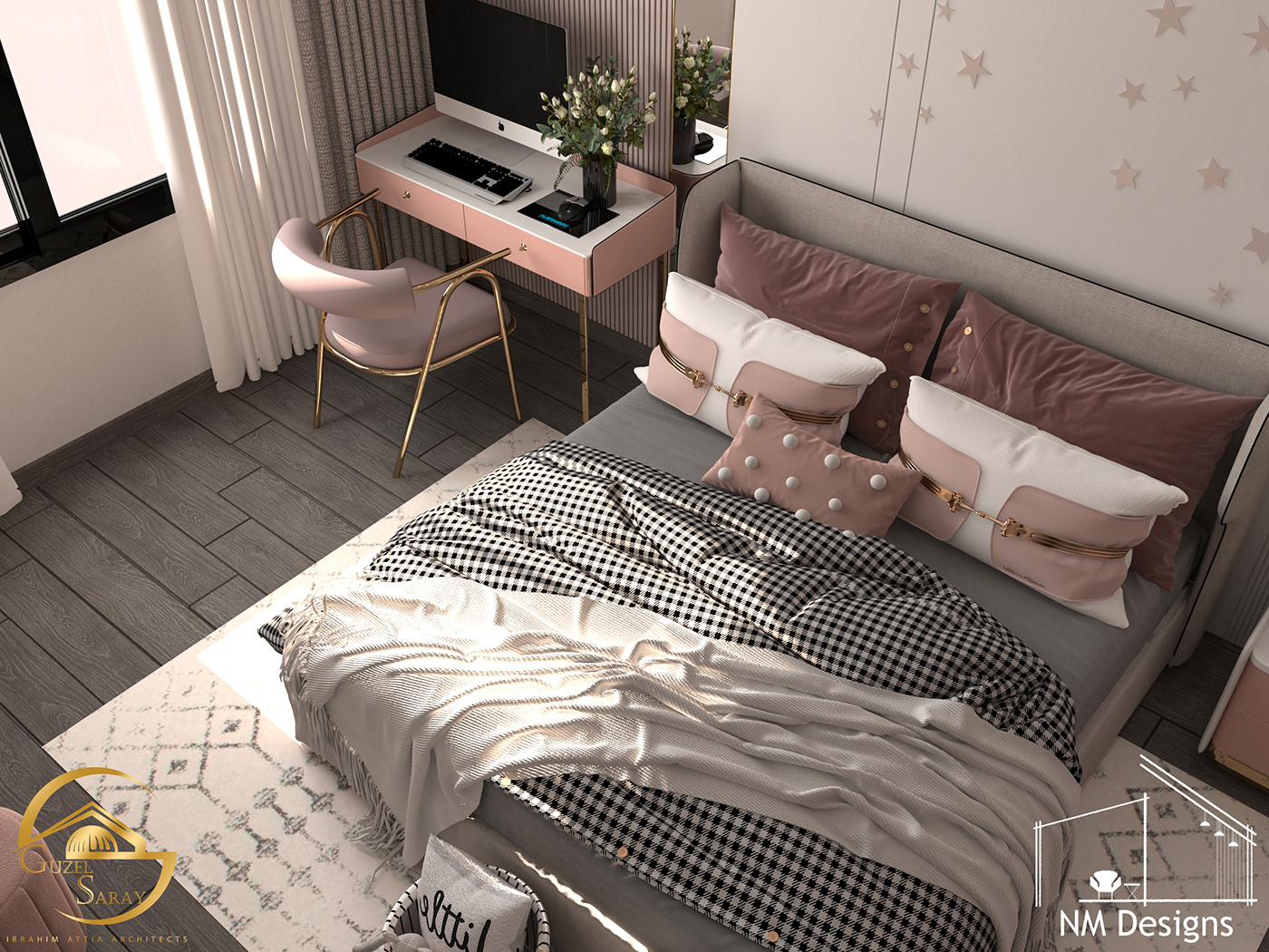 3ds max architecture interior design  modern Render visualization vray bedroom