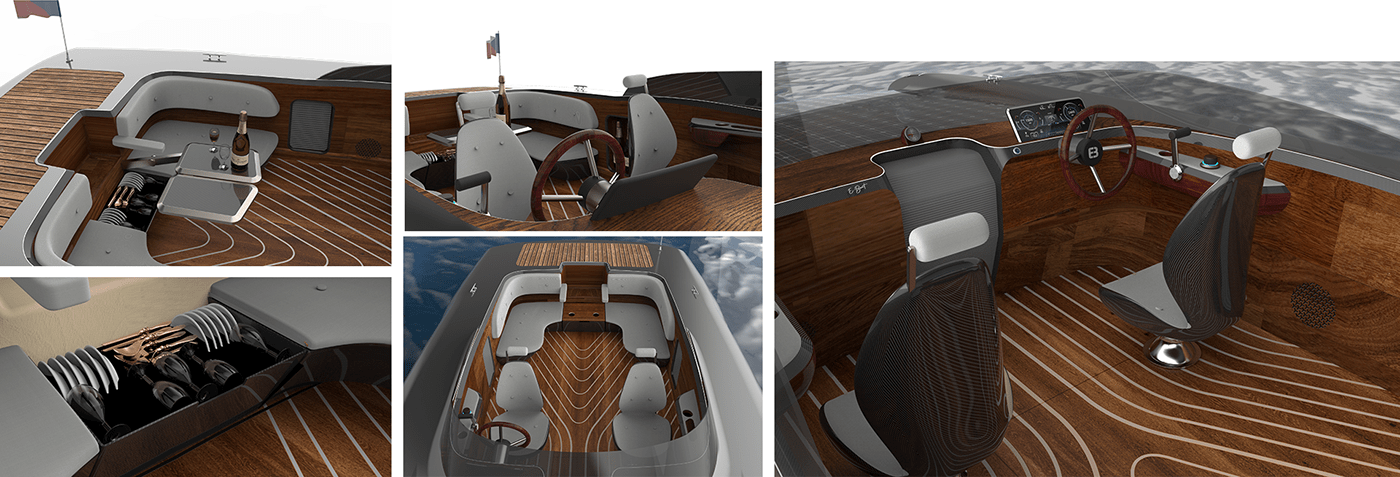 E-BOAT electric luxury solar trimaran Jet boat  designed by Radek Micka- VisionFolk-Studio