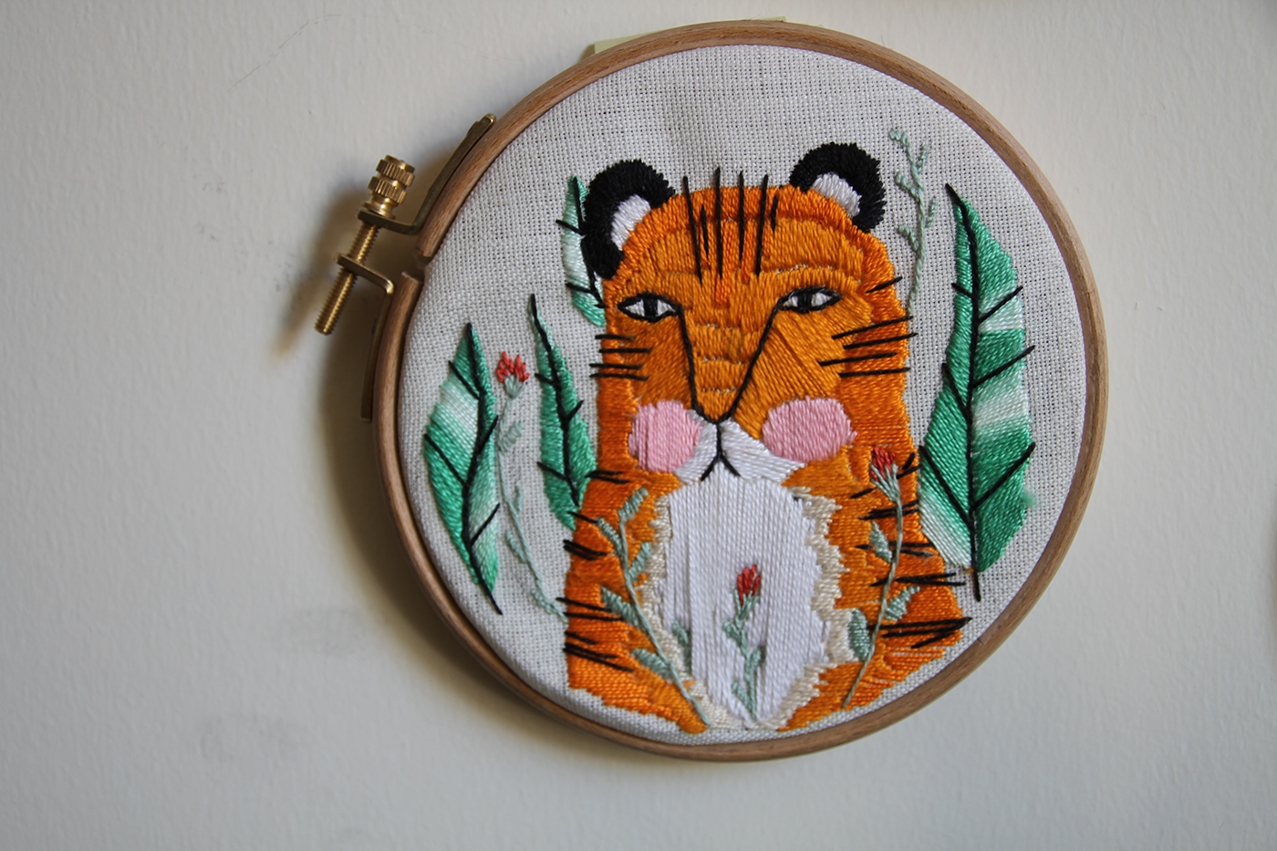 Embroidery tiger cactus ILLUSTRATION  FOX design handmade sticth SEW fabric