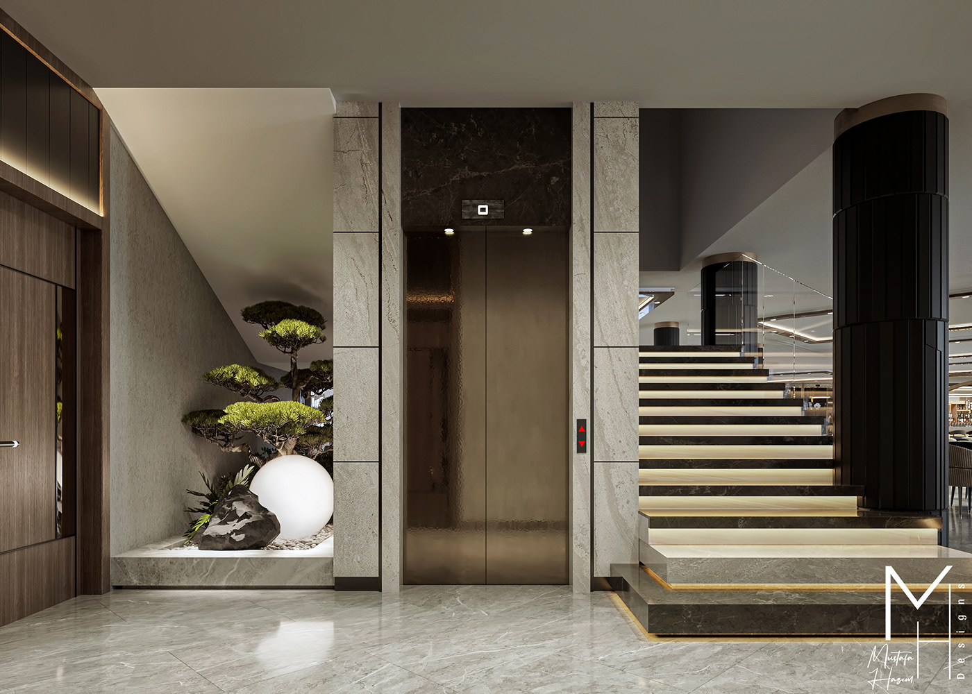 hotel reception luxury Style visualization Lobby Interior design interior design  modern