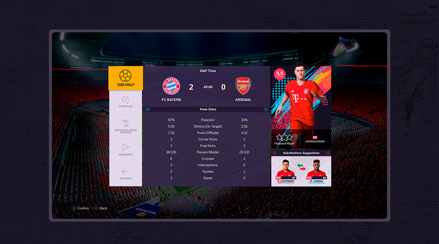 animation  brand game Golden Ratio Interface PES soccer UI ux wireframe
