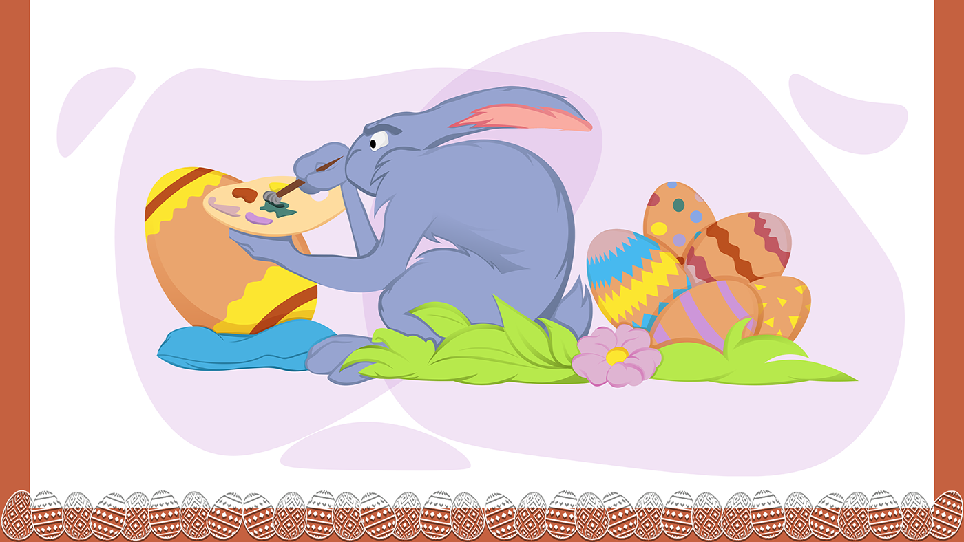 art artwork Digital Art  digital illustration Drawing  Easter ILLUSTRATION  rabbit vector Vector Illustration