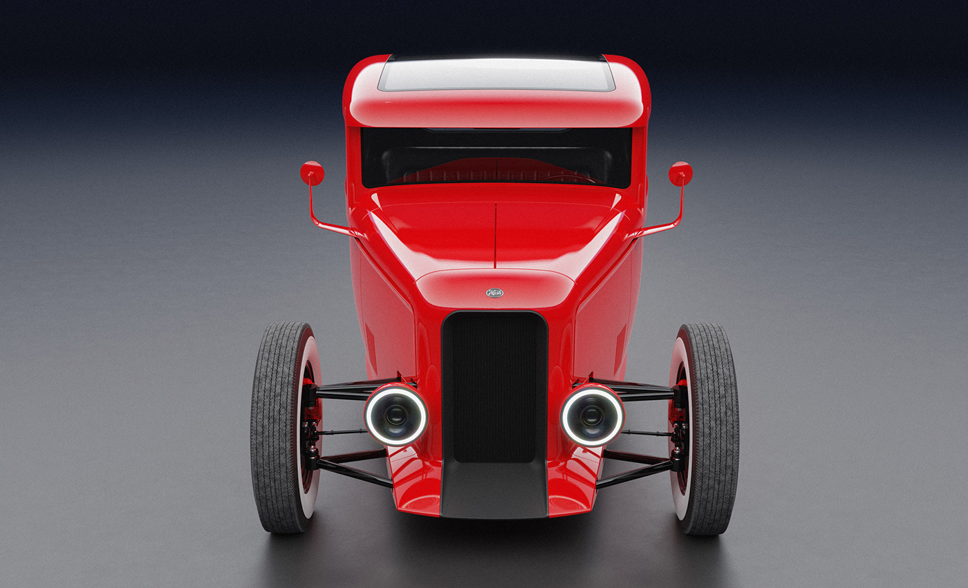 Automotive design blender car design concept car Ford Model A hot rod Rhino three wheeler Transportation Design