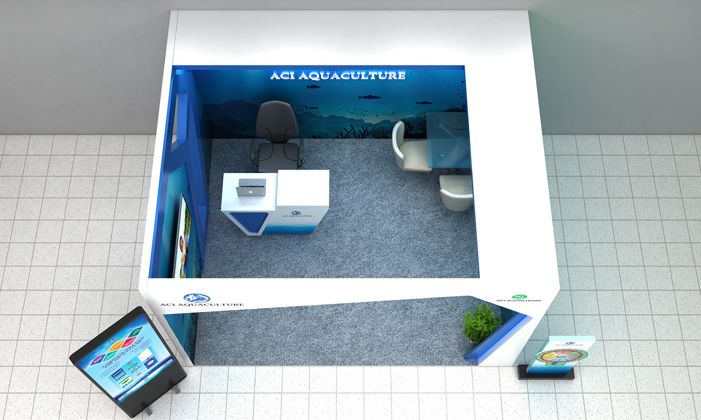 aquaculture fish ACI stall Stall Design booth design Exhibition  booth architecture visualization
