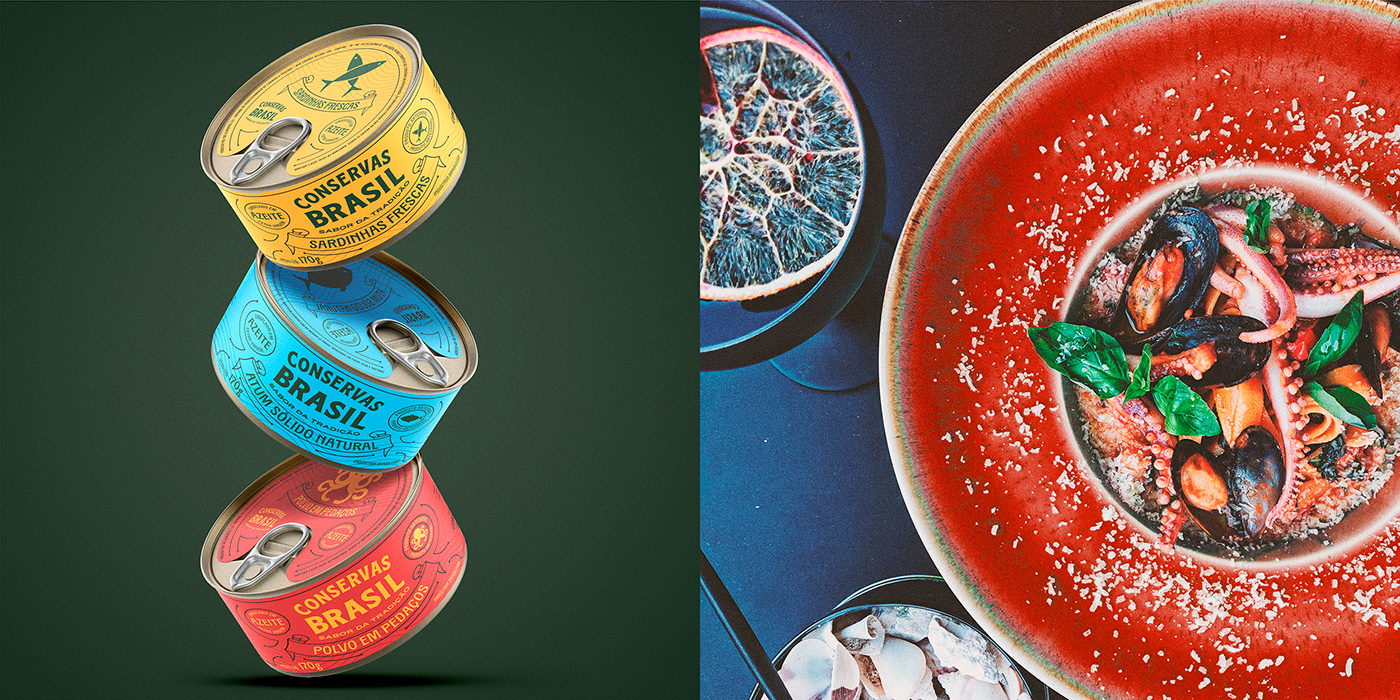 seafood fish tuna octopus Packaging brand identity Brasil sea Alimentos can food