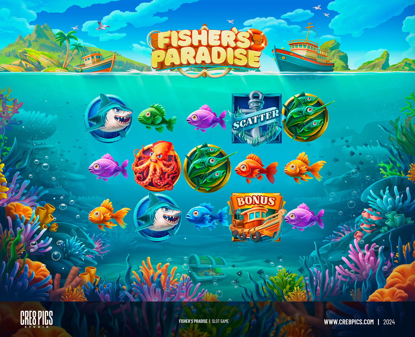 mobile game Game Art casino slot Slots Game game design  game underwater fishing Slots