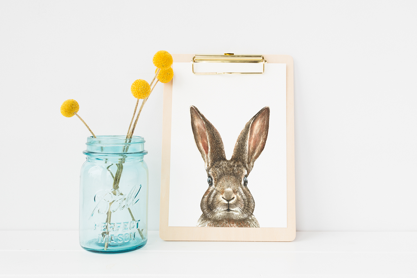 Easter bunny rabbit watercolor ILLUSTRATION  printable poster portrait wall art nursery