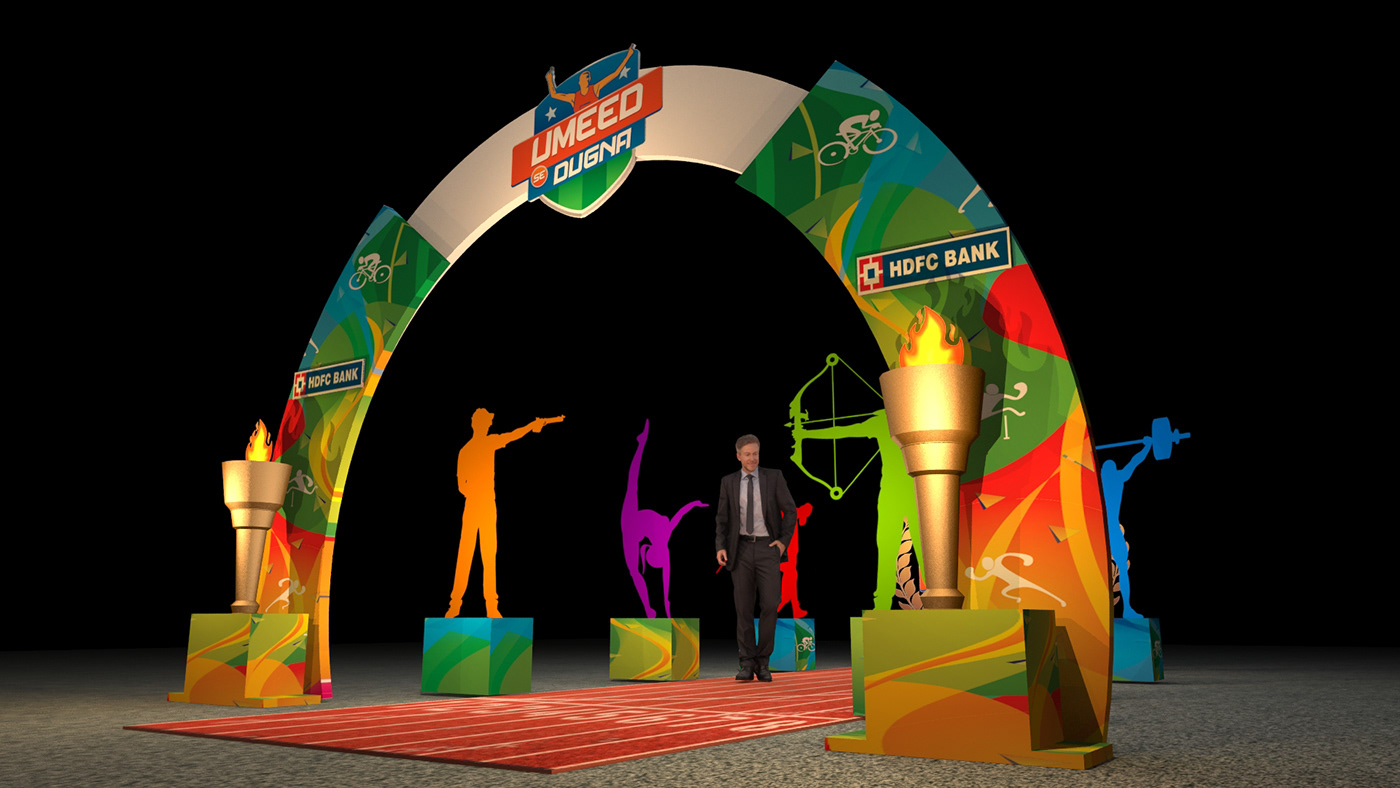 STAGE DESIGN Award Stage event stage design 3D stage design graphic design  branding  entrance arch set design  Render