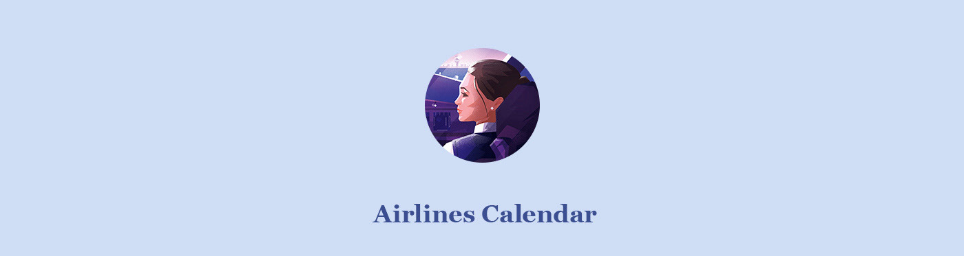 close up of calendar flat illustration woman pilot aviation portrait