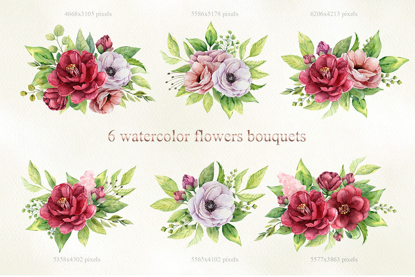 watercolor Flowers peony spring burgundy pink floral clipart pattern summer