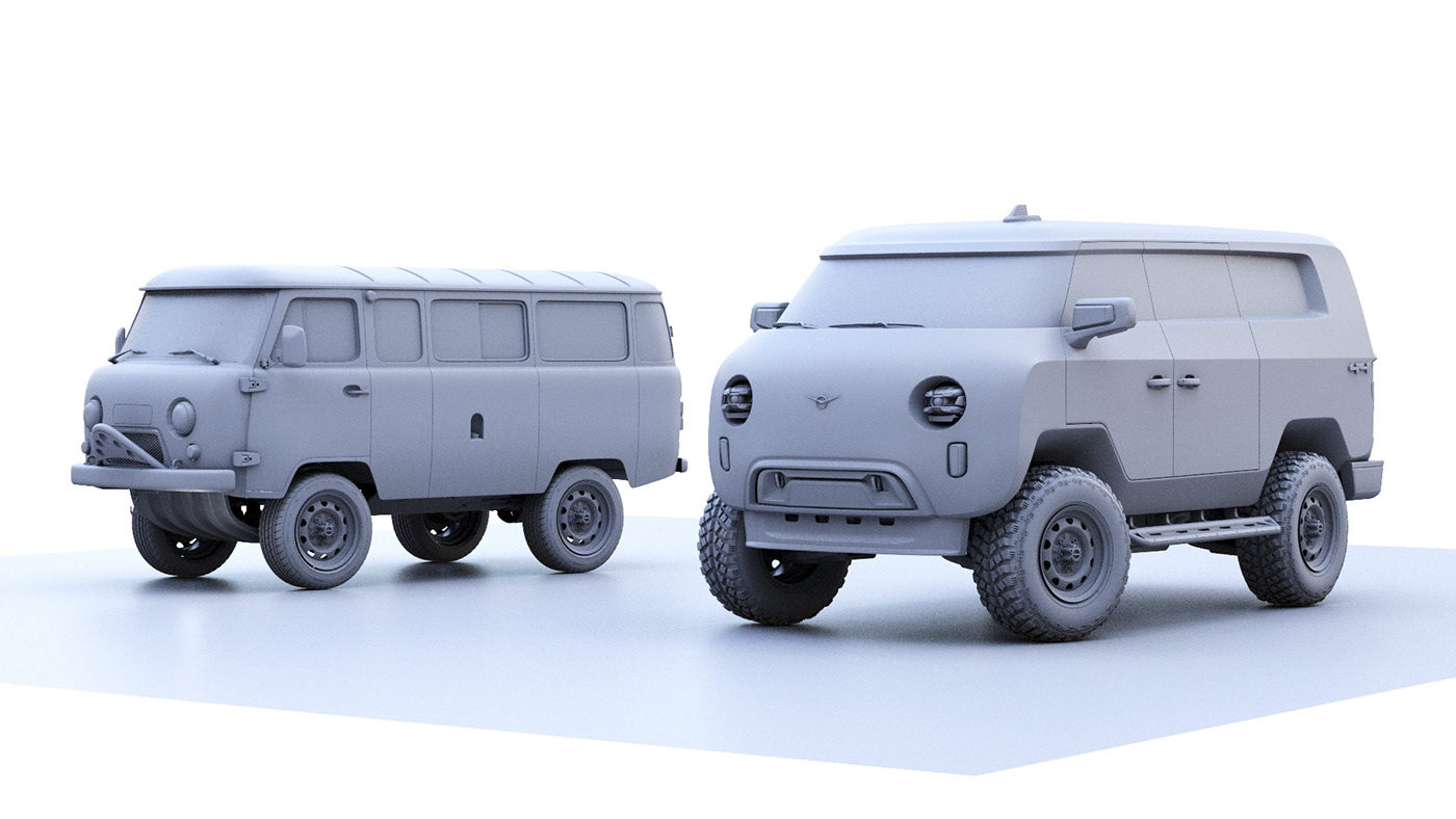 3D automobile car CGI concept corona modeling Render UAZ Vehicle