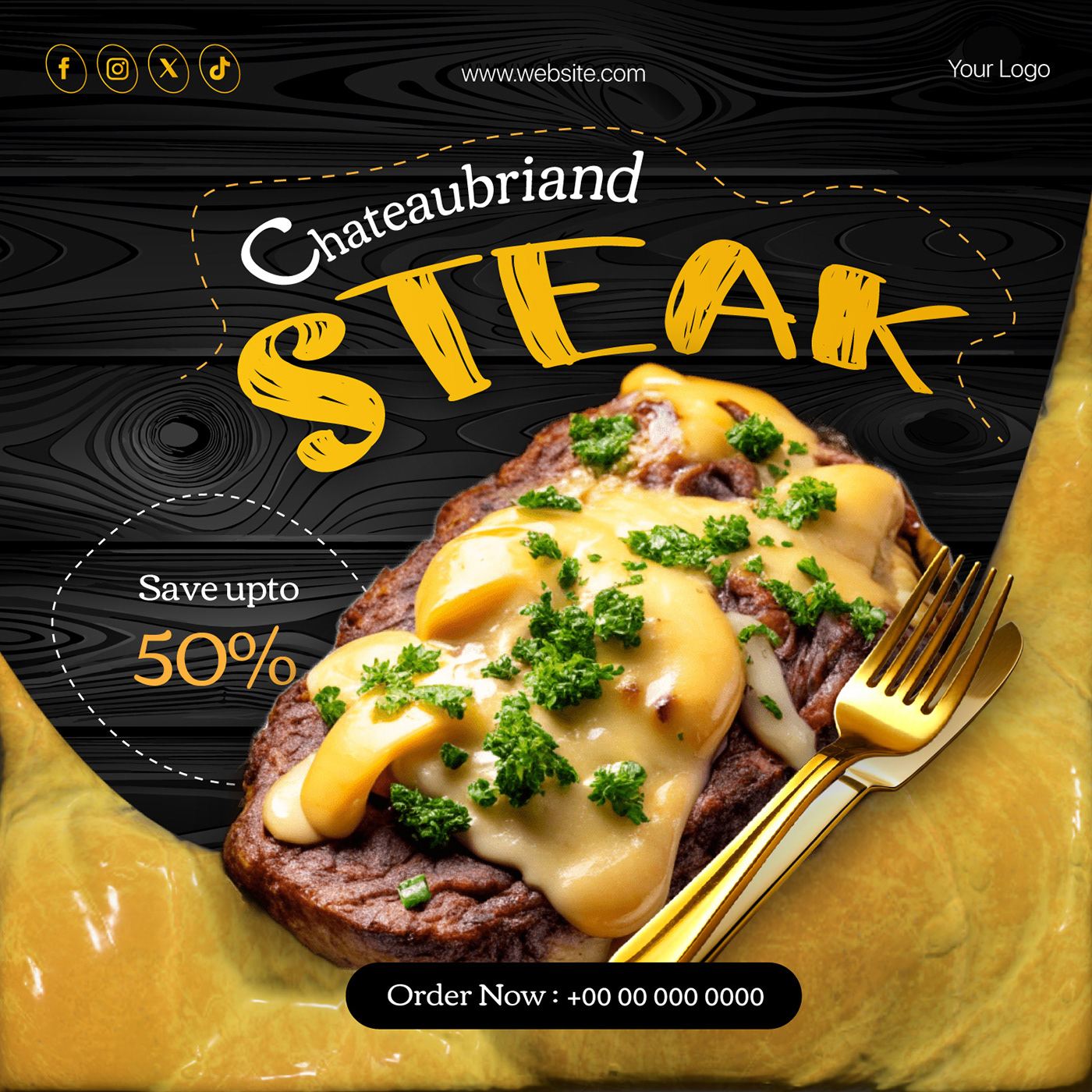 steak restaurant Food  menu meat delicious Fast food poster banner Social media post