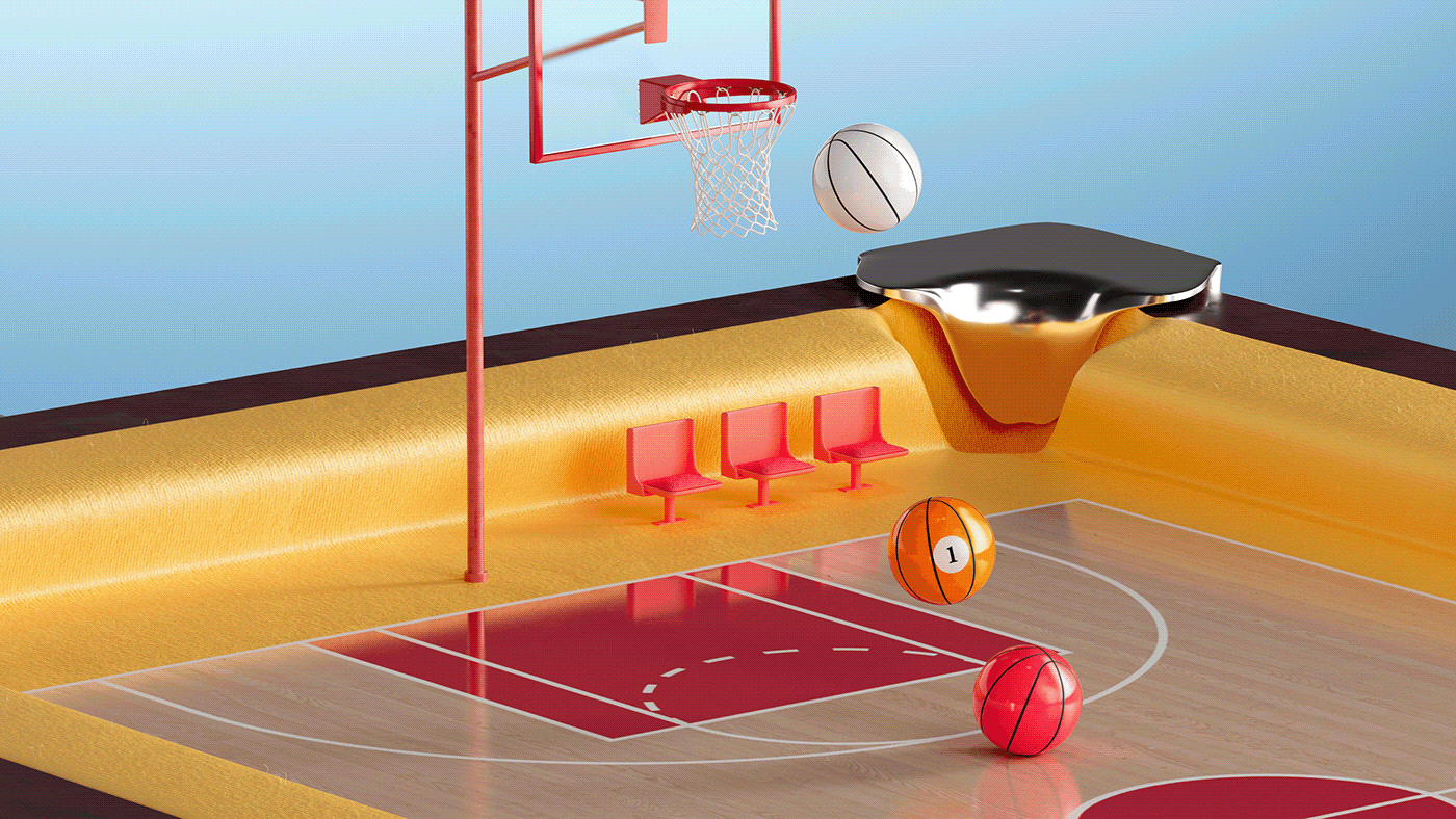 3D 3d art art direction  basketball billiard cinema 4d motion design Pool redshift snooker