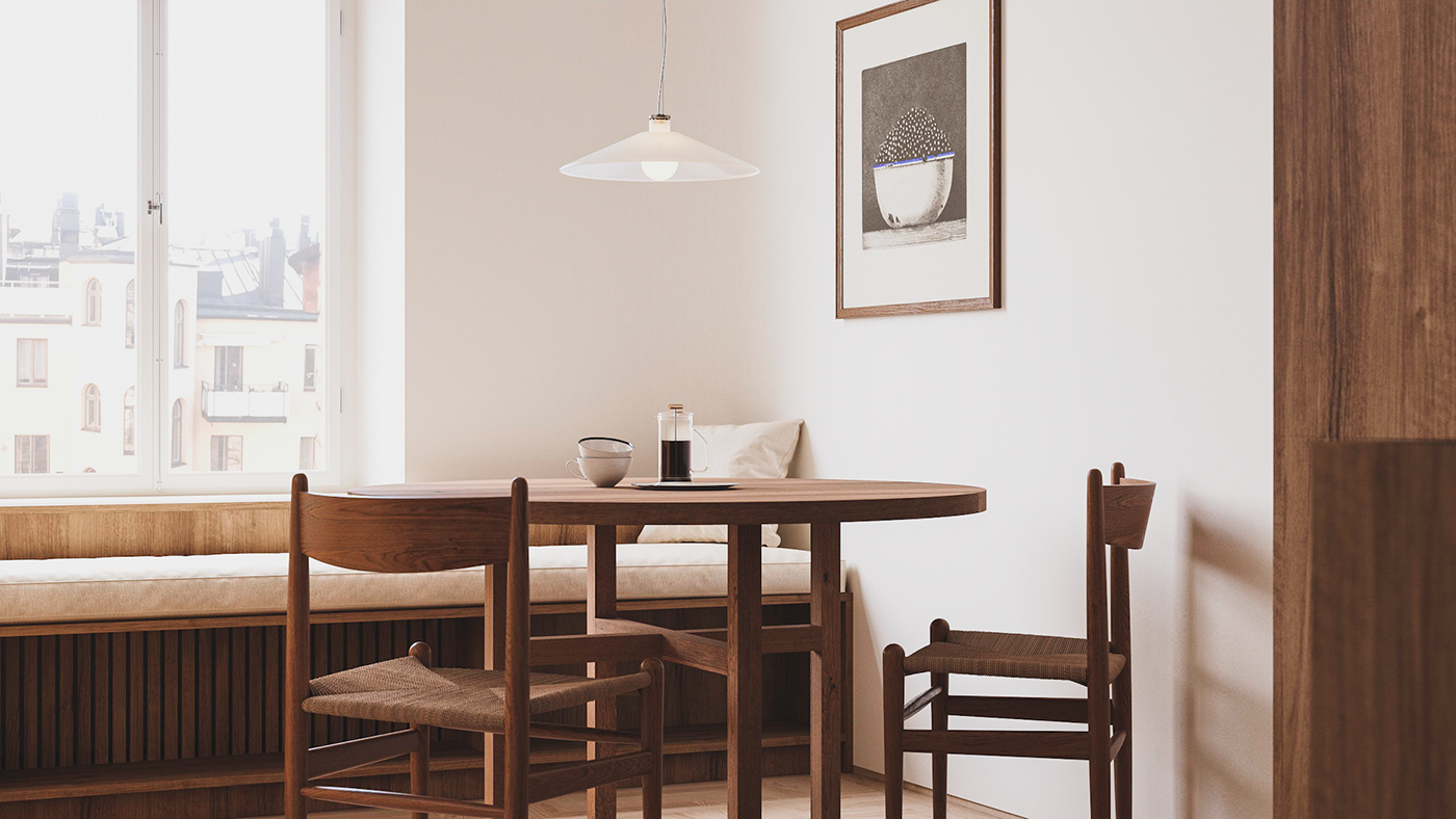 Interior archtecture Render 3ds max Scandinavian nordic Sweden kitchen design