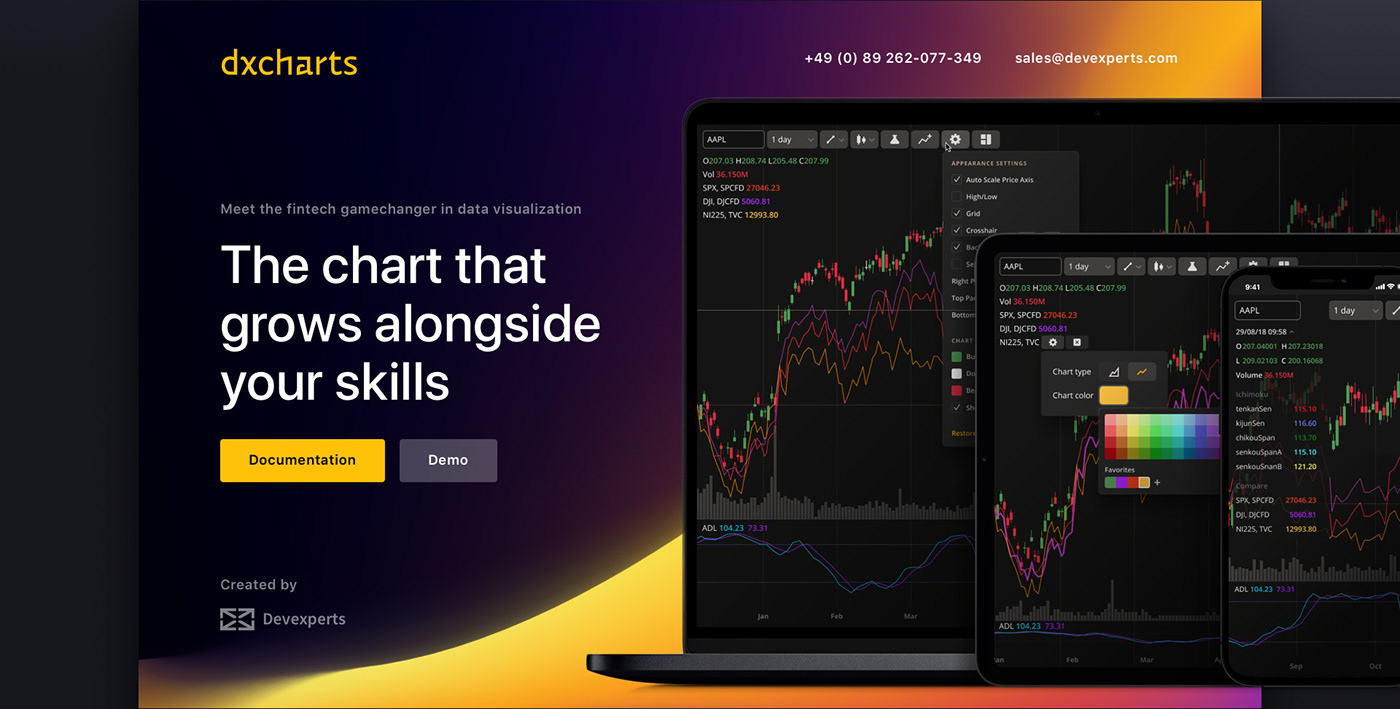 chart finance Fintech trading dark dark theme icons landing page mesh mesh gradient 